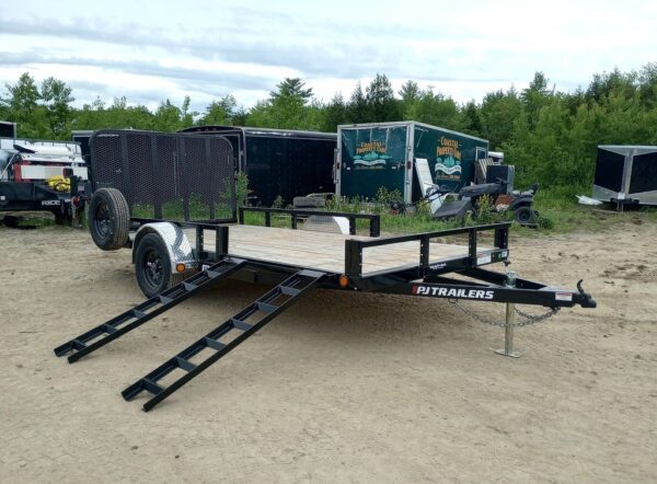 2024 PJ Trailers 7×14 Powder Coated Open Utility w/Rear Ramp Gate, ATV Side Loading Ramps - Image 9